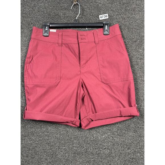Eddie Bauer Bermuda Shorts Size 8 Red UPF 50 Rolled Hem Adjustable Length NEW - Picture 1 of 12